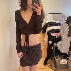 GAP Brown Wrap Crop Top